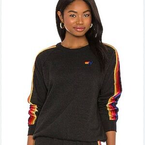 NWOT Aviator Nation Charcoal Sweatshirt w/ Velvet Stripes